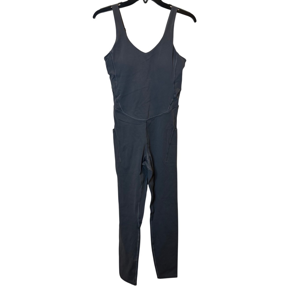 IUGA Gray Yoga Jumpsuit Bodysuit Pockets Womens Medium Tummy Control Bra Cups